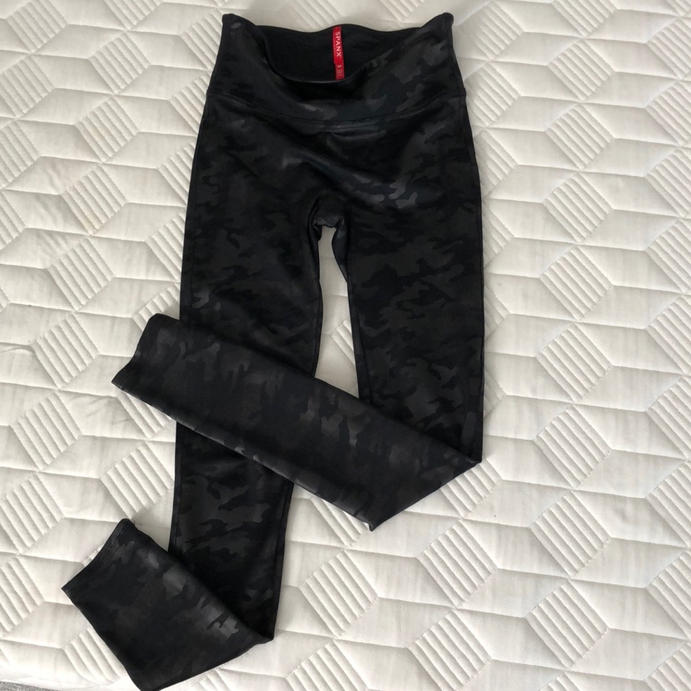 Spanx Faux Leather Camo Leggings